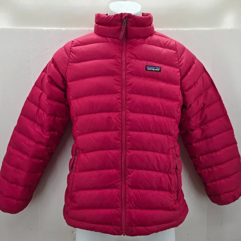 Boy’s Patagonia Down Sweater Full Zip Puffer Jacket Size XL 14 Pink Kids
